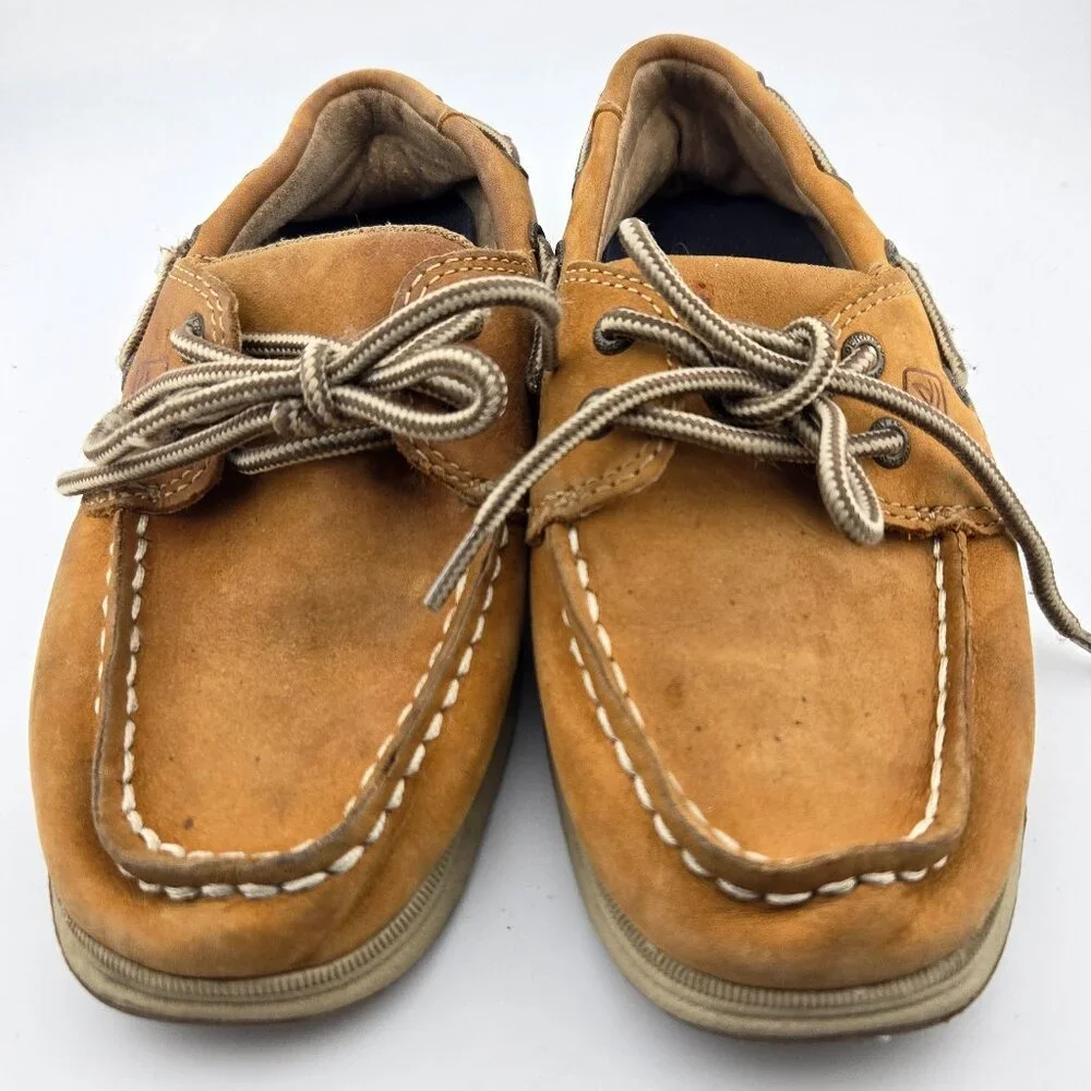 Sperry Intrepid Boys Boat Shoes Tan Brown Leather Little Kid Size 1M